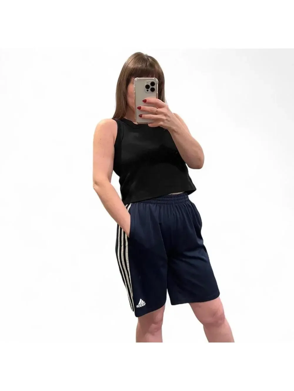 Vintage Adidas Navy Stripe Athletic Shorts - Picture 4 of 8